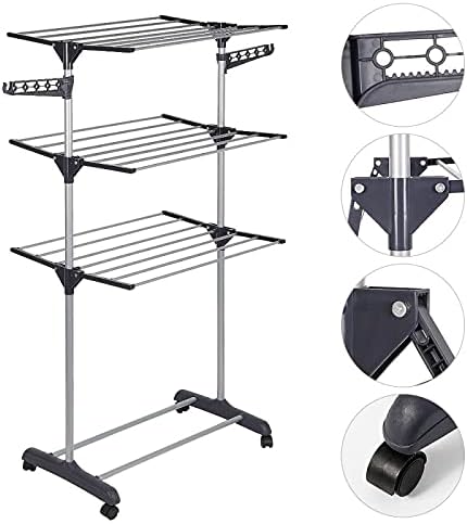 Uscator Vertical pentru Rufe Haine Mobil GRI